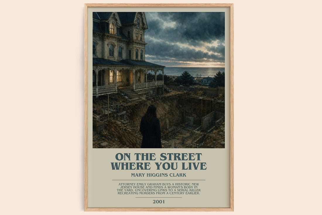 On the Street Where You Live bookish book poster by Mary Higgins Clark – framed literary art print