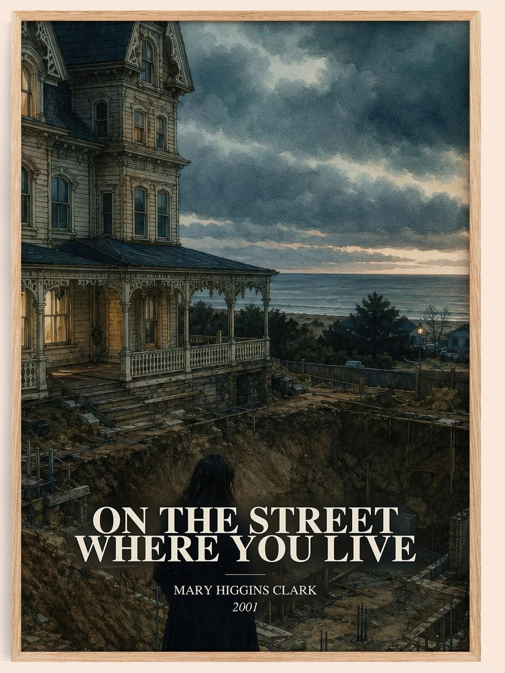 On the Street Where You Live watercolour book poster by Mary Higgins Clark – framed literary art print