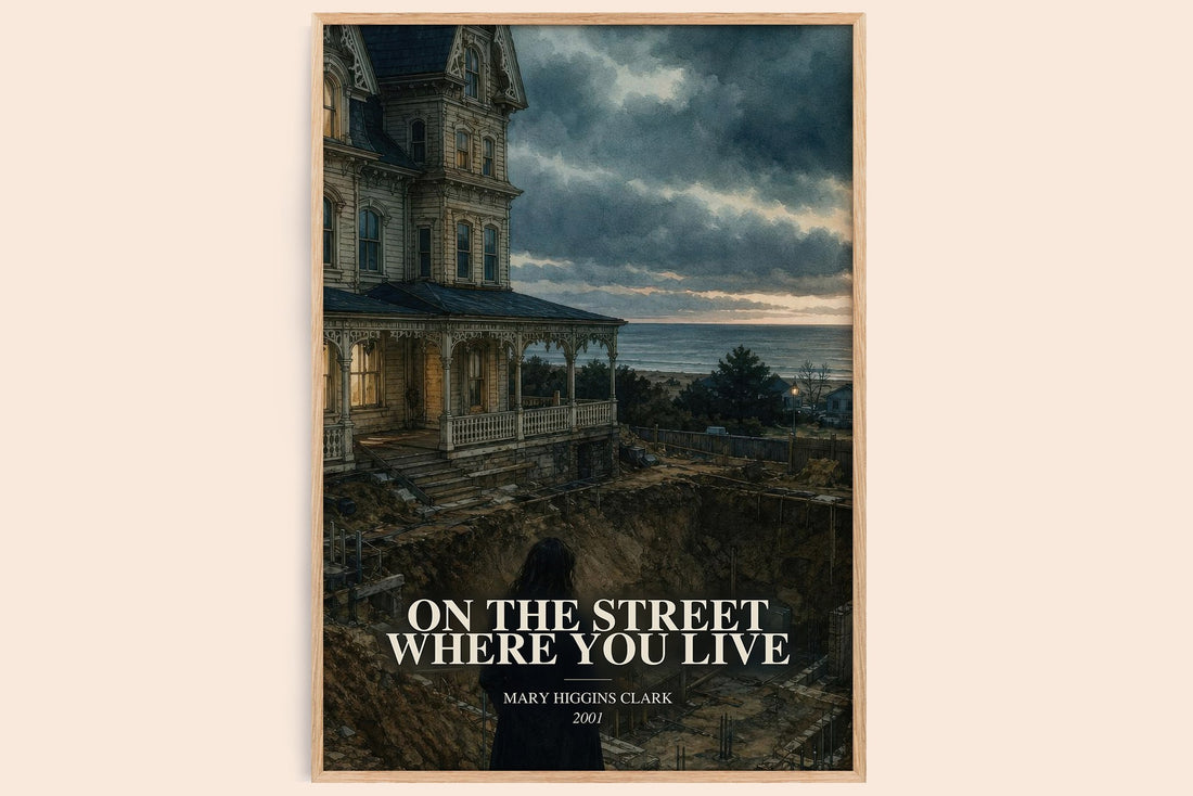 On the Street Where You Live watercolour book poster by Mary Higgins Clark – framed literary art print