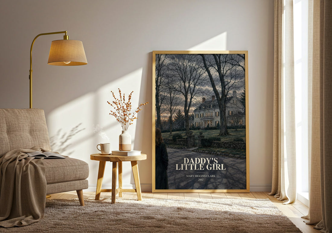 Daddy's Little Girl watercolour print in frame leaning in hallway – thriller wall art (mockup)