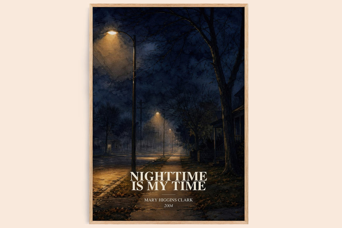 Nighttime Is My Time watercolour book poster by Mary Higgins Clark – framed literary art print