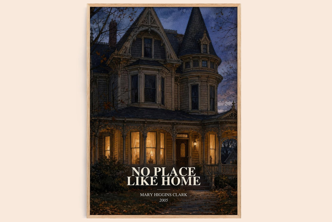 No Place Like Home watercolour book poster by Mary Higgins Clark – framed literary art print