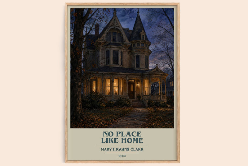 No Place Like Home book cover book poster by Mary Higgins Clark – framed literary art print