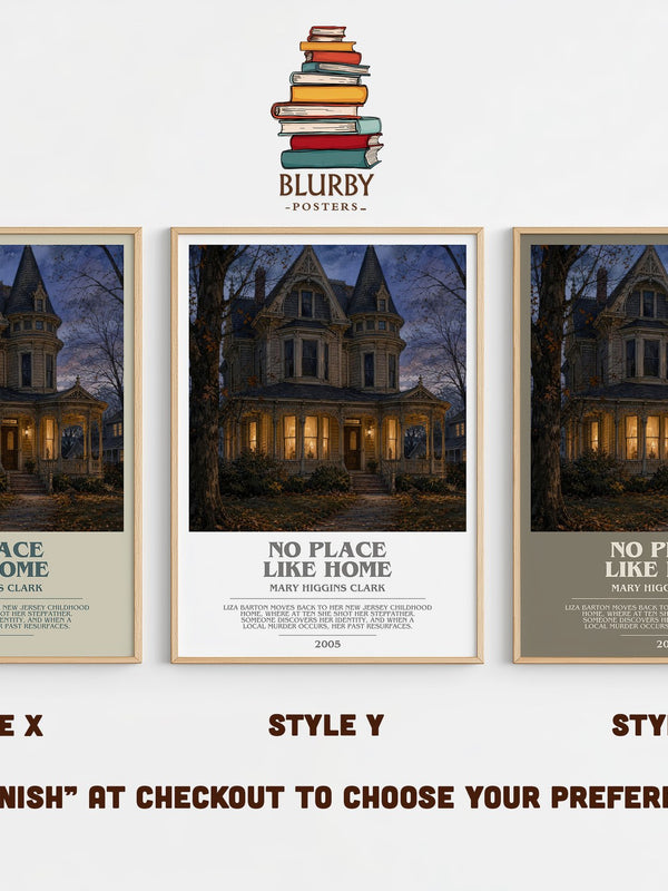 No Place Like Home bookish print in frame leaning in hallway – thriller wall art