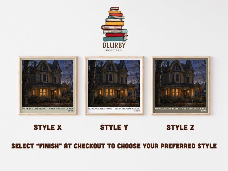 No Place Like Home literary print in frame leaning in hallway – thriller wall art