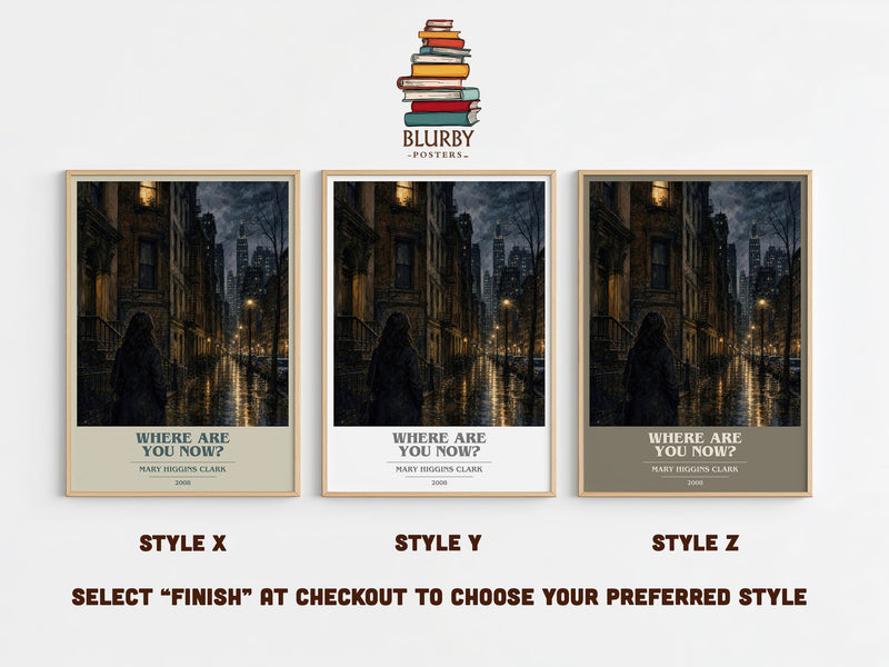 Where Are You Now? book cover print in frame leaning in hallway – mystery wall art