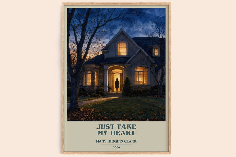Just Take My Heart book cover book poster by Mary Higgins Clark – framed literary art print