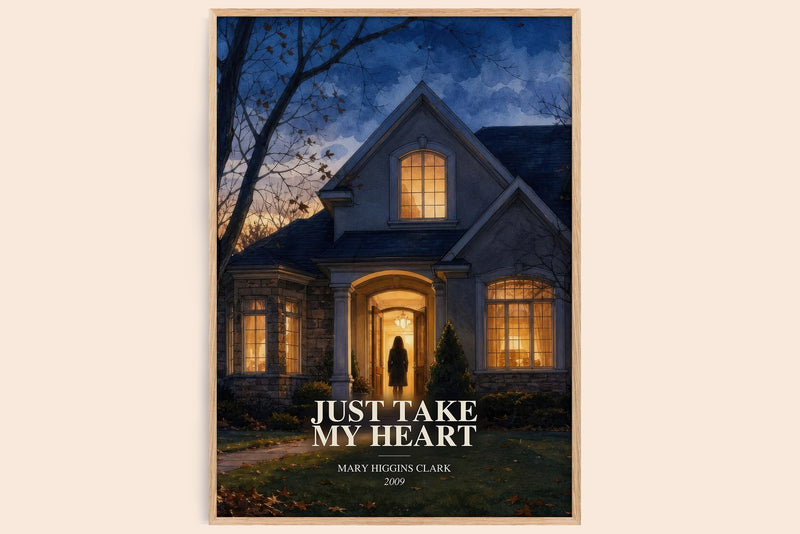 Just Take My Heart watercolour book poster by Mary Higgins Clark – framed literary art print