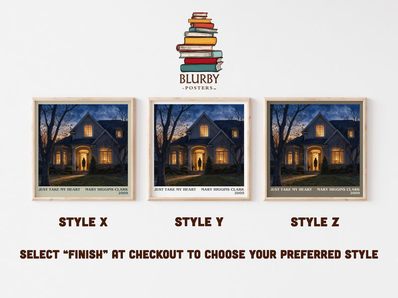 Just Take My Heart literary print in frame leaning in hallway – legal thriller wall art