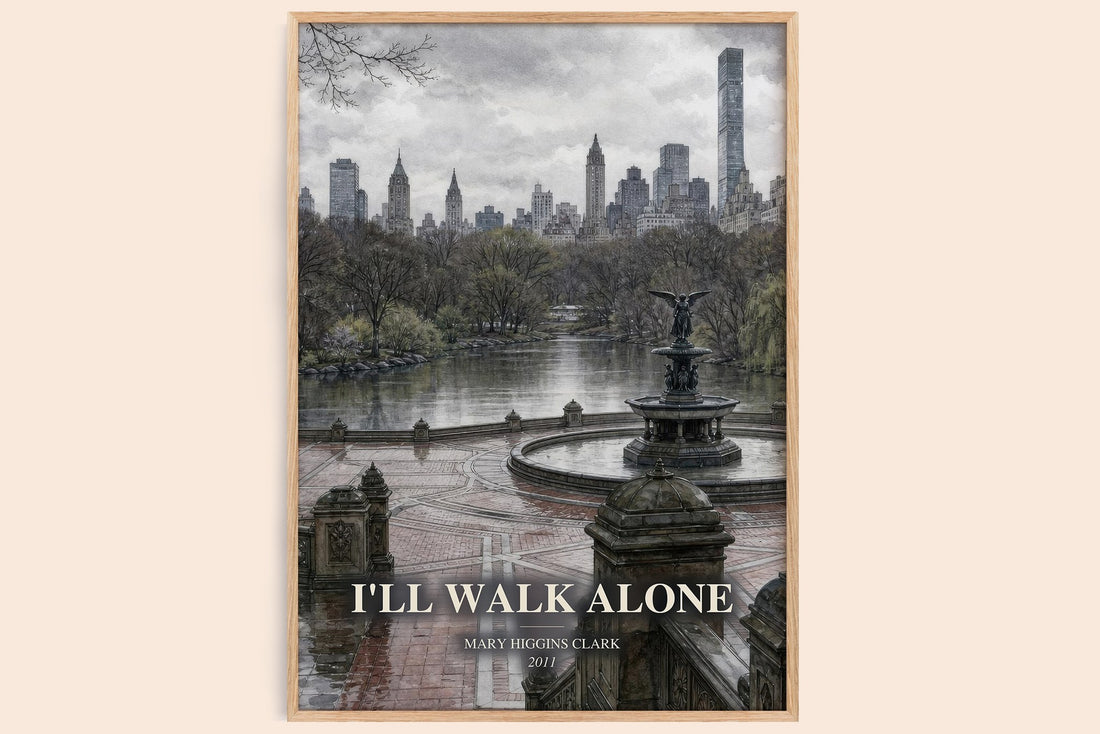 I'll Walk Alone watercolour book poster by Mary Higgins Clark – framed literary art print