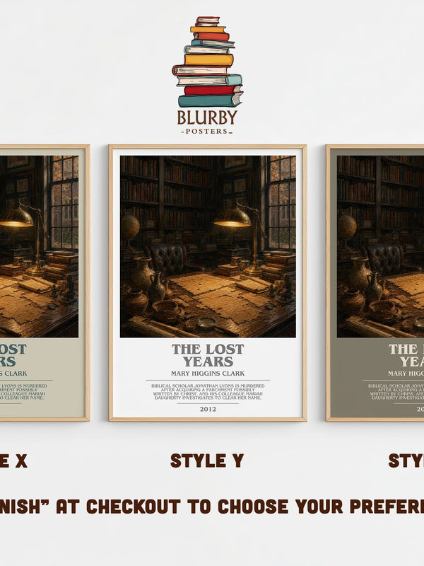 The Lost Years bookish print in frame leaning in hallway – mystery wall art