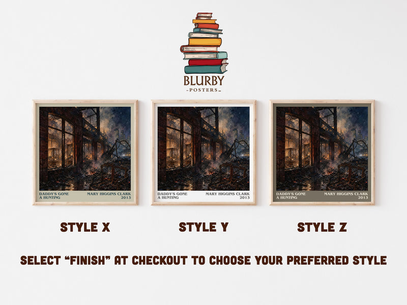 Daddy's Gone A Hunting literary print in frame leaning in hallway – thriller wall art