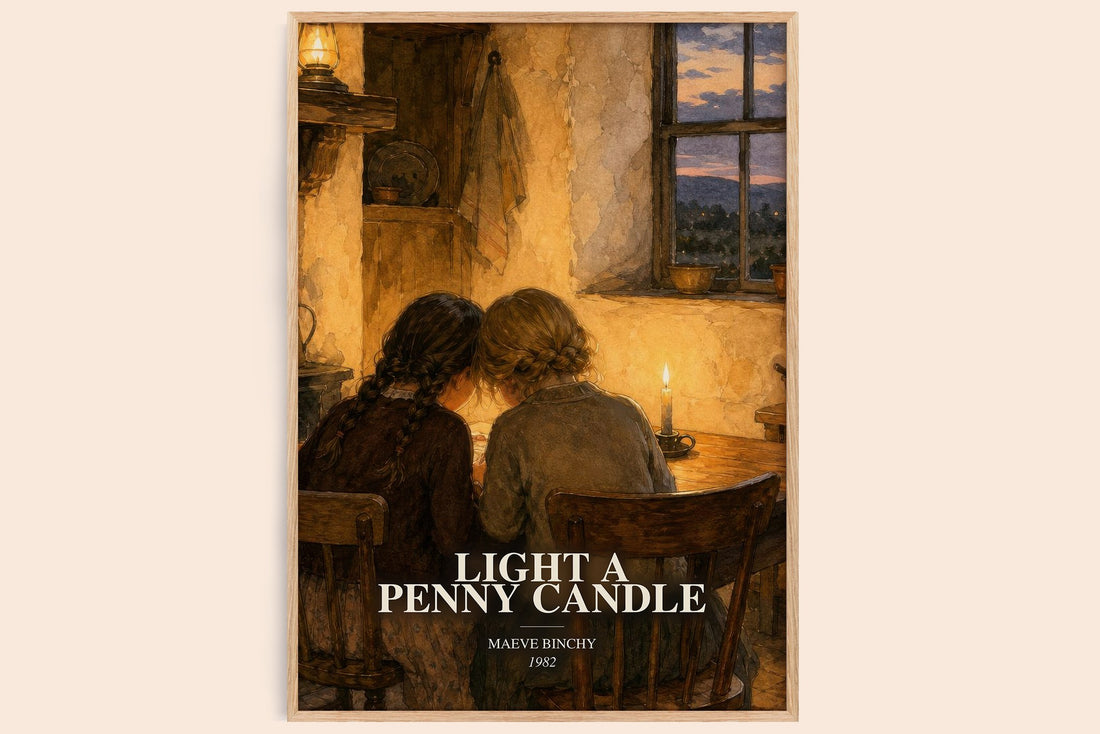 Light a Penny Candle watercolour book poster by Maeve Binchy – framed literary art print