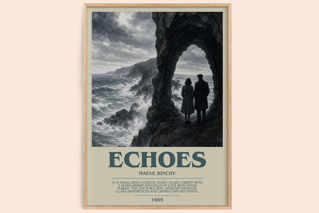 Echoes bookish book poster by Maeve Binchy – framed literary art print