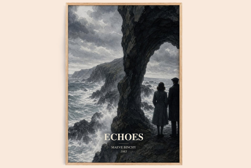 Echoes watercolour book poster by Maeve Binchy – framed literary art print