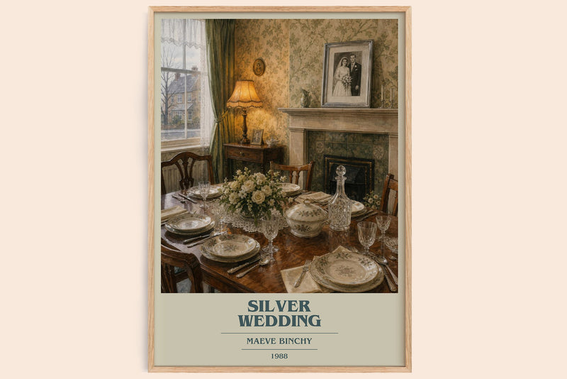 Silver Wedding book cover book poster by Maeve Binchy – framed literary art print