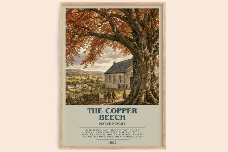 The Copper Beech bookish book poster by Maeve Binchy – framed literary art print