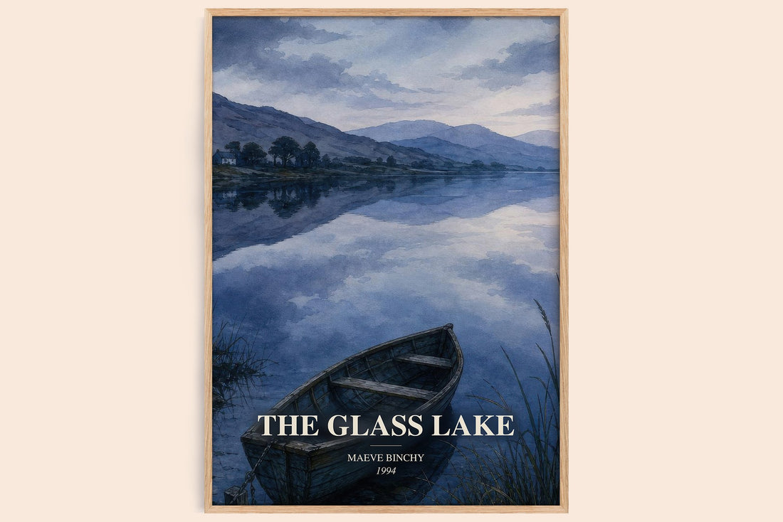 The Glass Lake watercolour book poster by Maeve Binchy – framed literary art print