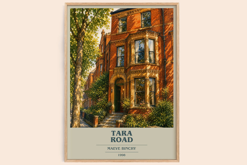 Tara Road book cover book poster by Maeve Binchy – framed literary art print