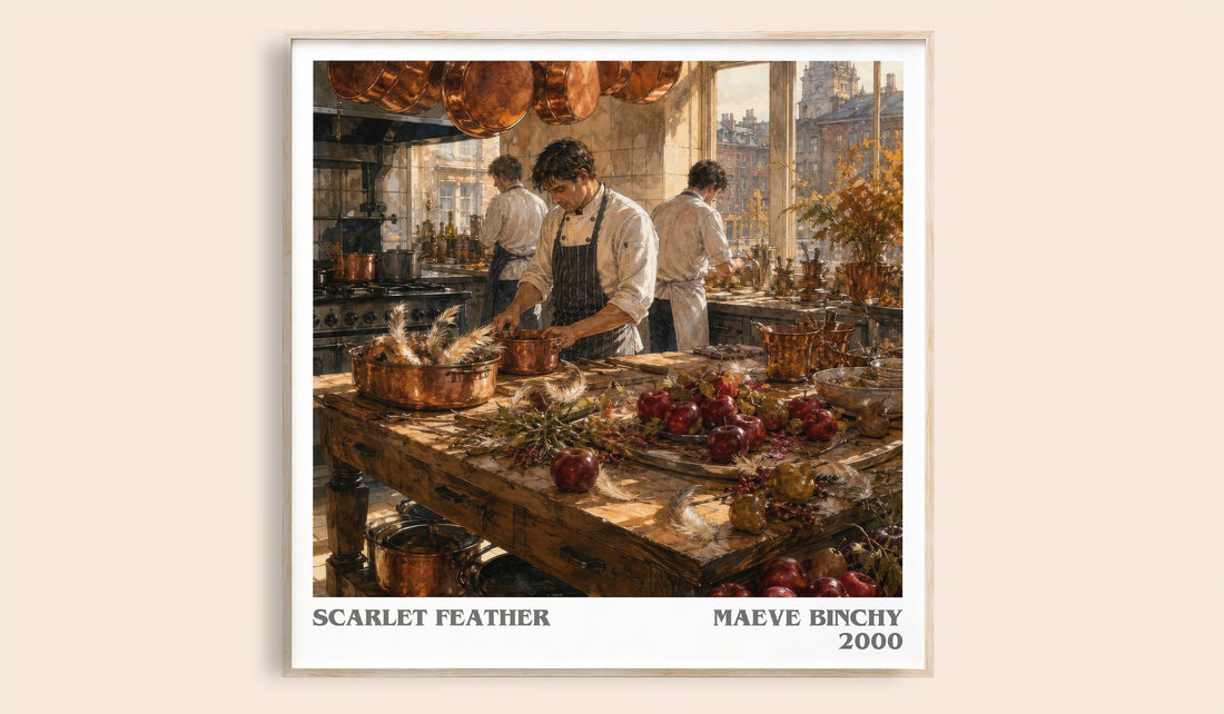 Scarlet Feather literary book poster by Maeve Binchy – framed literary art print