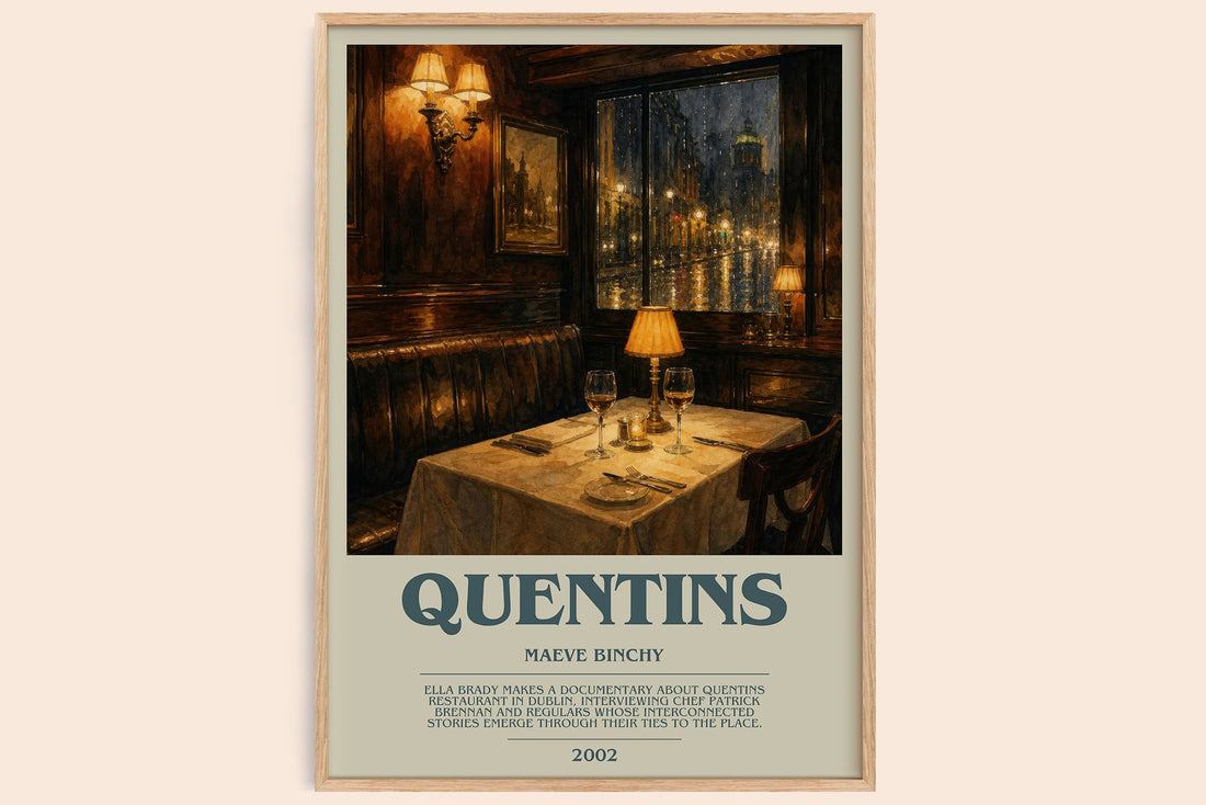Quentins bookish book poster by Maeve Binchy – framed literary art print