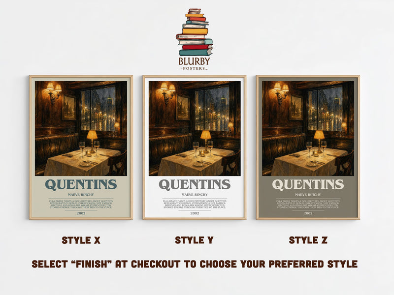 Quentins bookish print in frame leaning in hallway – contemporary fiction wall art