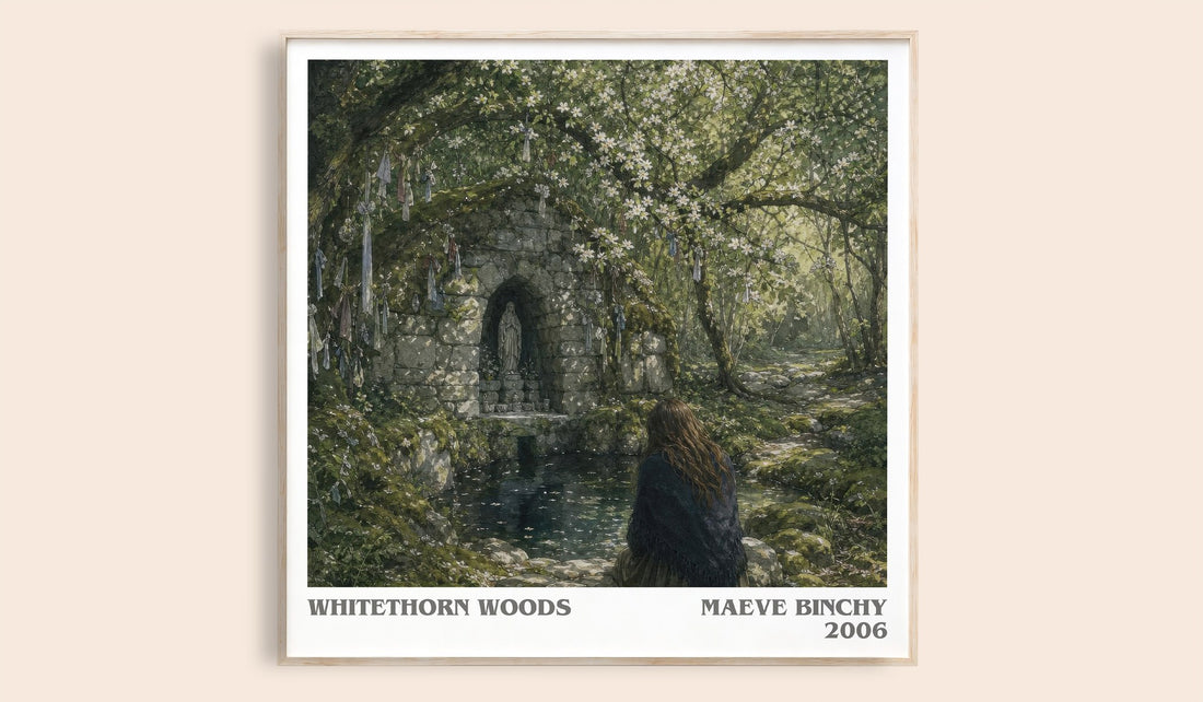 Whitethorn Woods literary book poster by Maeve Binchy – framed literary art print