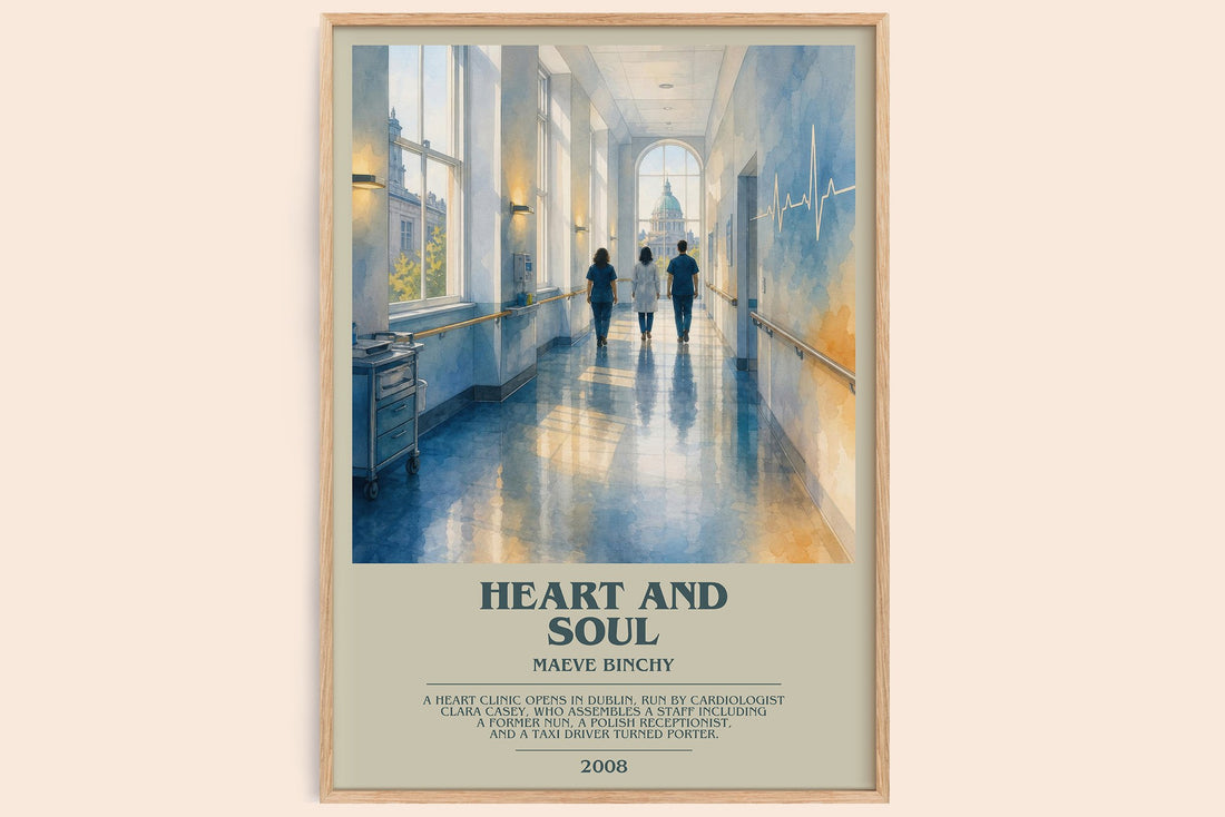 Heart and Soul bookish book poster by Maeve Binchy – framed literary art print