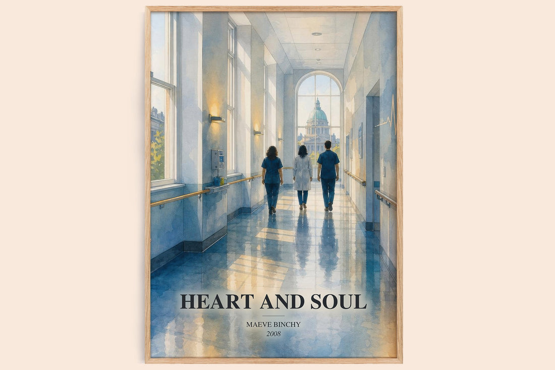 Heart and Soul watercolour book poster by Maeve Binchy – framed literary art print