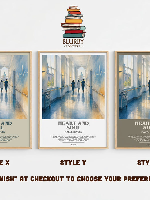 Heart and Soul bookish print in frame leaning in hallway – contemporary fiction wall art