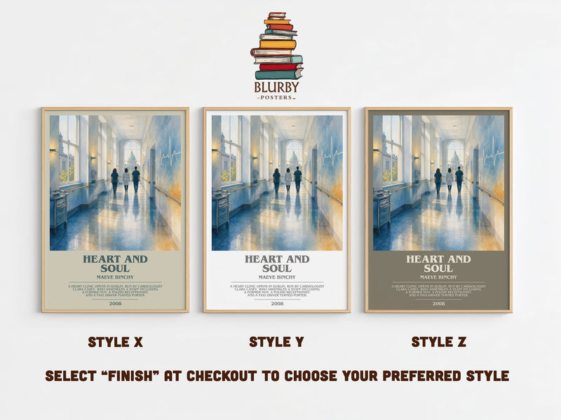 Heart and Soul bookish print in frame leaning in hallway – contemporary fiction wall art
