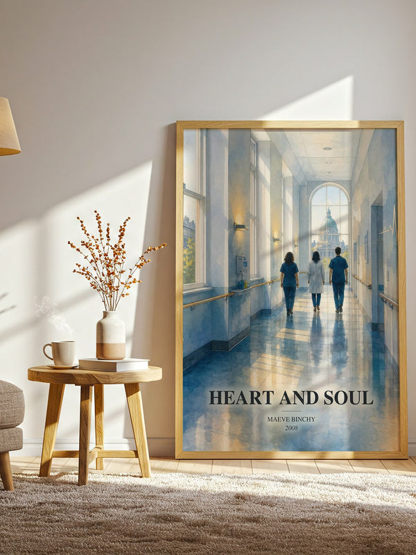 Heart and Soul watercolour print in frame leaning in hallway – contemporary fiction wall art