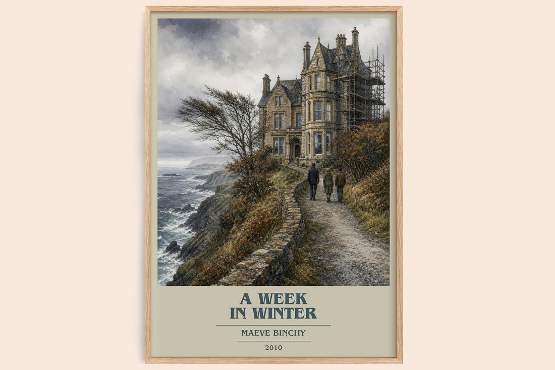 A Week in Winter book cover book poster by Maeve Binchy – framed literary art print