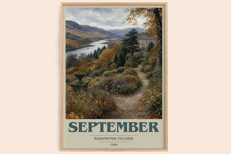 September book cover book poster by Rosamunde Pilcher – framed literary art print