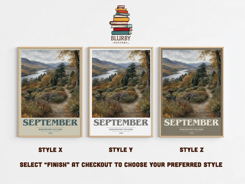 September book cover print in frame leaning in hallway – romance wall art