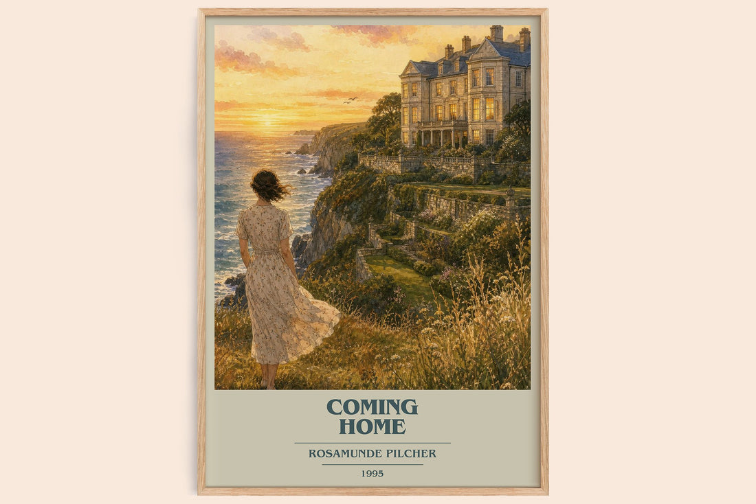 Coming Home book cover book poster by Rosamunde Pilcher – framed literary art print