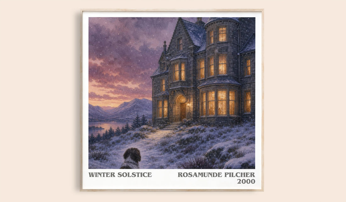 Winter Solstice literary book poster by Rosamunde Pilcher – framed literary art print