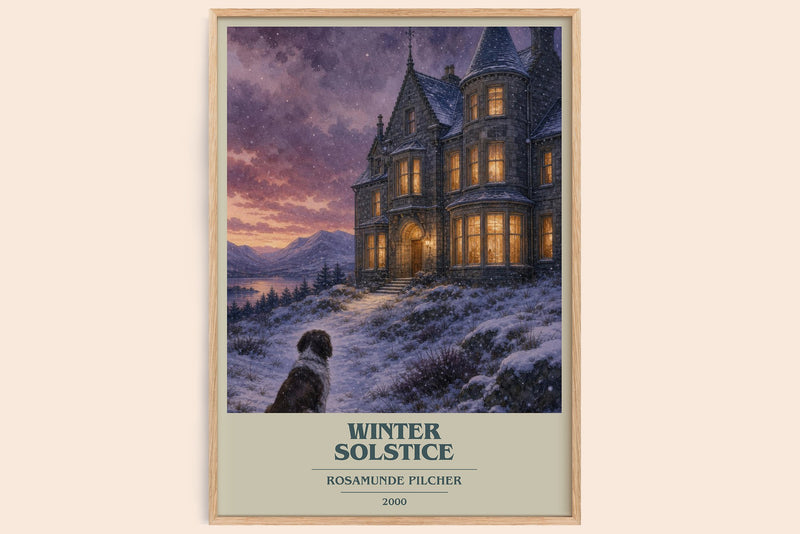 Winter Solstice book cover book poster by Rosamunde Pilcher – framed literary art print