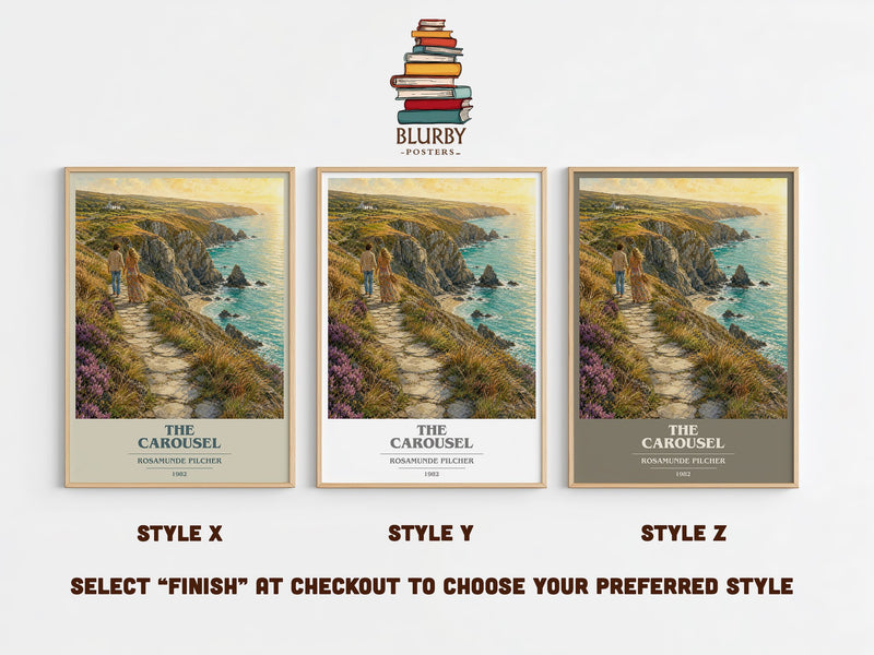 The Carousel book cover print in frame leaning in hallway – contemporary fiction wall art