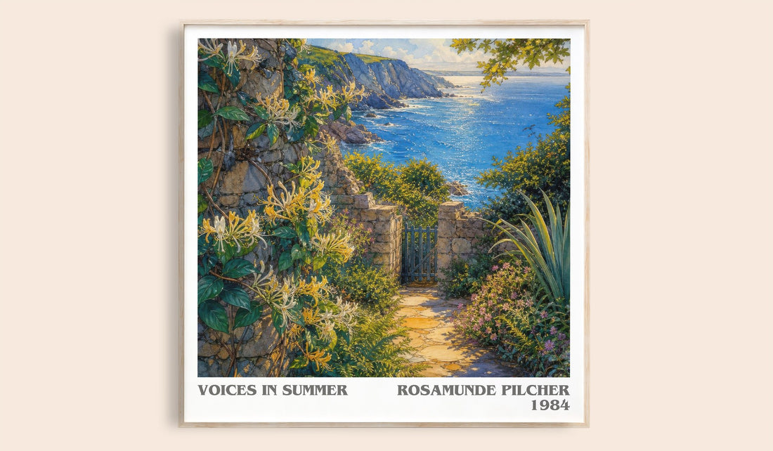 Voices in Summer literary book poster by Rosamunde Pilcher – framed literary art print