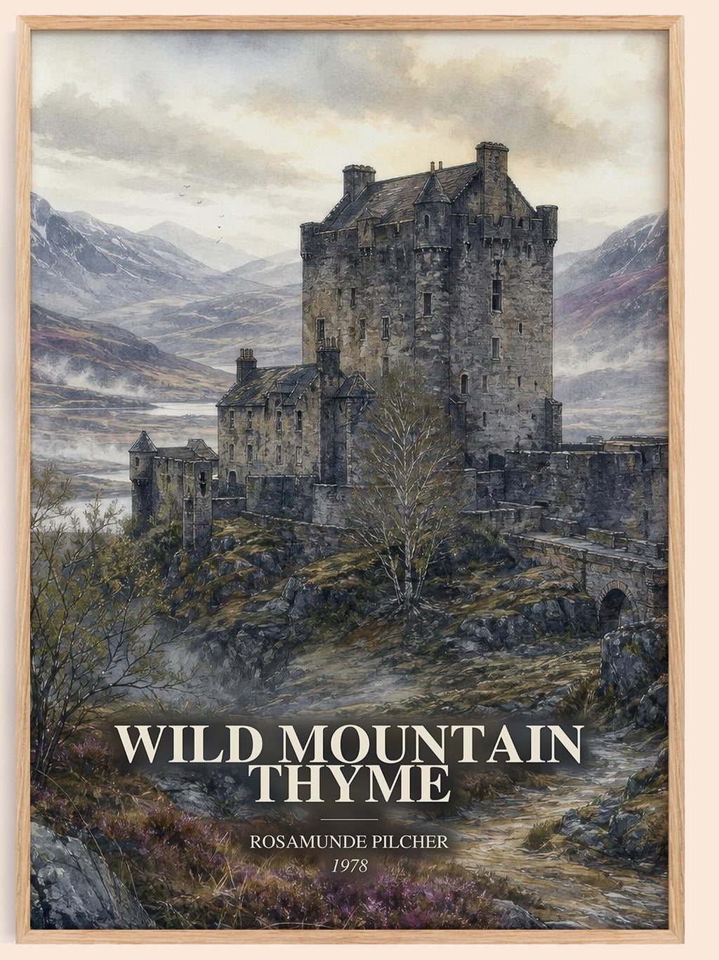 Wild Mountain Thyme watercolour book poster by Rosamunde Pilcher – framed literary art print