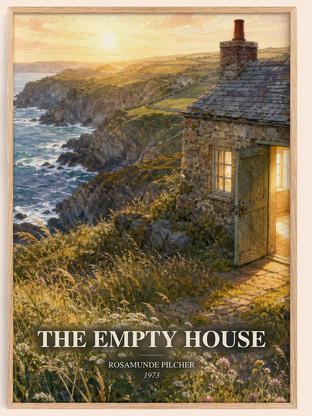 The Empty House watercolour book poster by Rosamunde Pilcher – framed literary art print