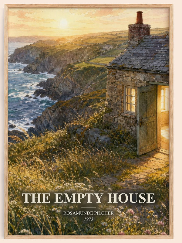 The Empty House watercolour book poster by Rosamunde Pilcher – framed literary art print