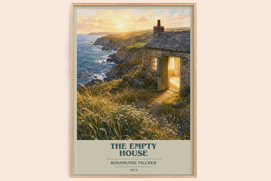 The Empty House book cover book poster by Rosamunde Pilcher – framed literary art print