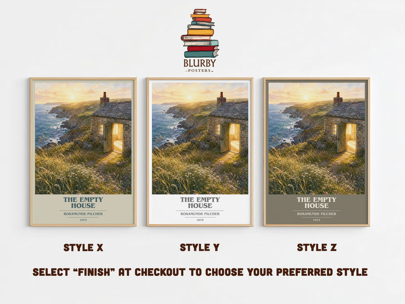 The Empty House book cover print in frame leaning in hallway – romance wall art