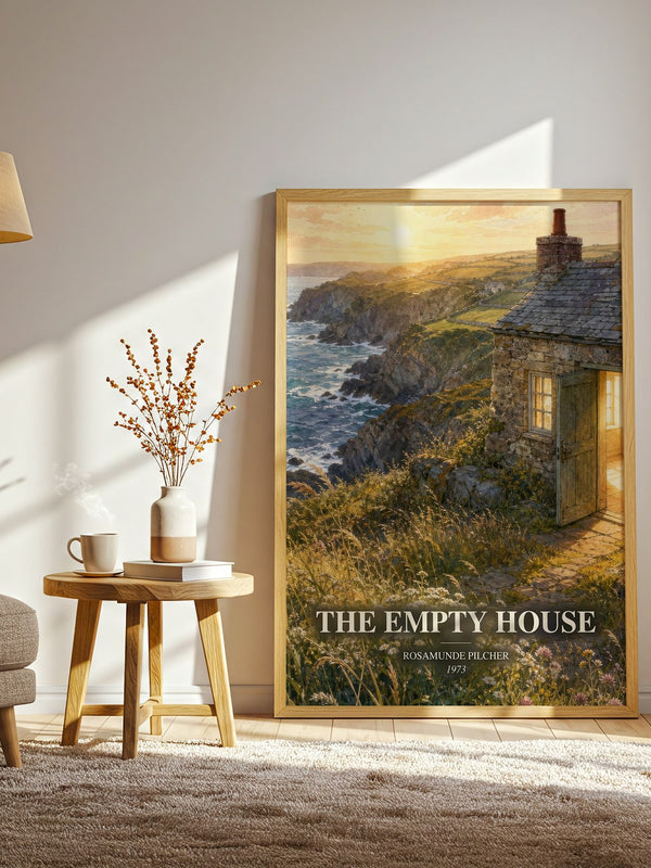 The Empty House watercolour print in frame leaning in hallway – romance wall art