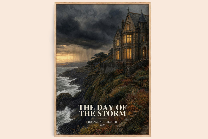 The Day of the Storm watercolour book poster by Rosamunde Pilcher – framed literary art print