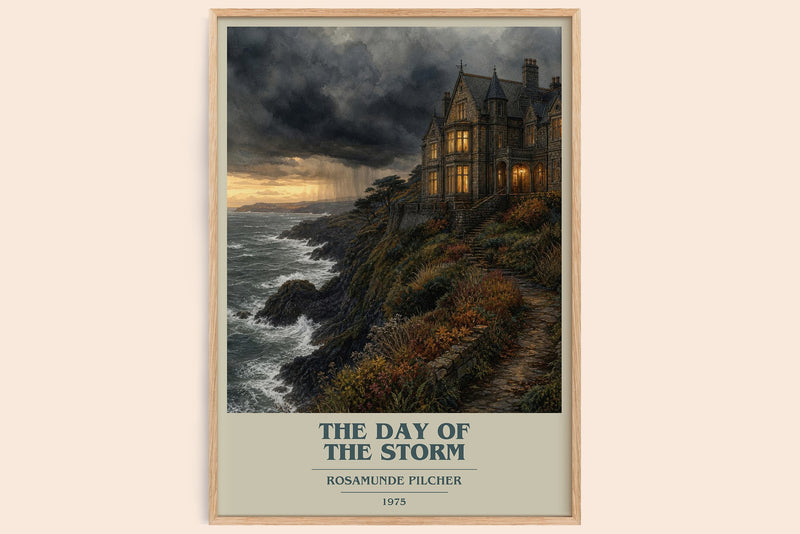 The Day of the Storm book cover book poster by Rosamunde Pilcher – framed literary art print