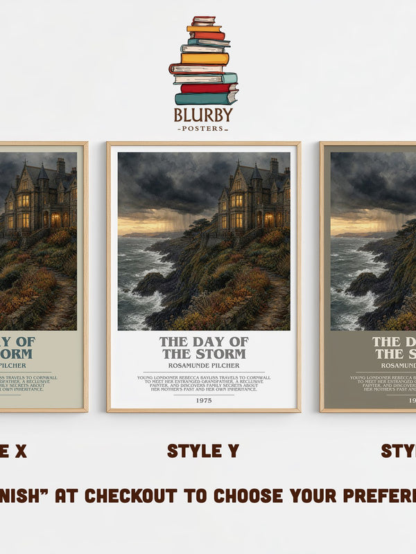 The Day of the Storm bookish print in frame leaning in hallway – romance wall art