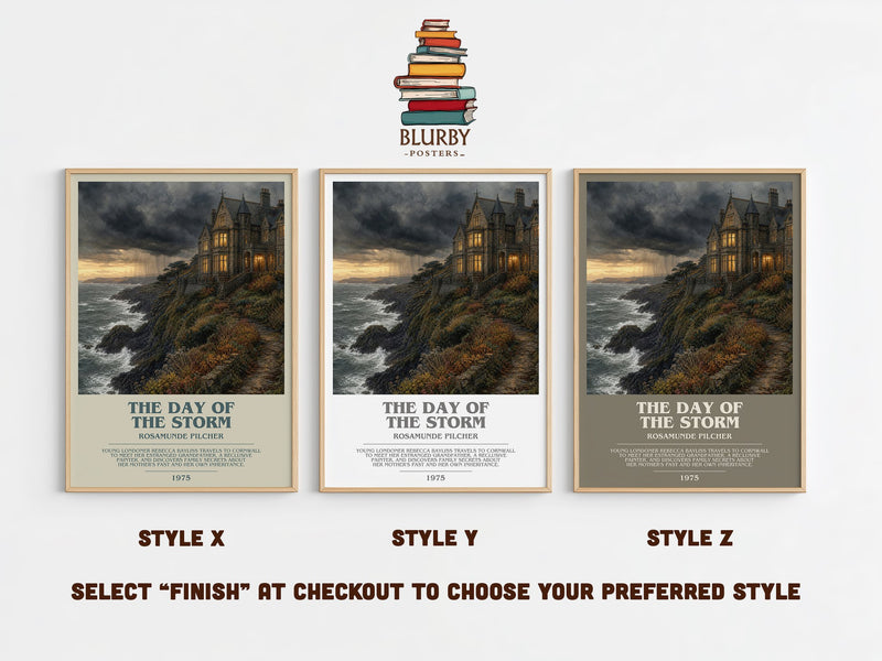 The Day of the Storm bookish print in frame leaning in hallway – romance wall art